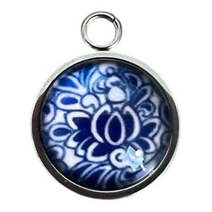NEW Blue Floral Pendant Charm